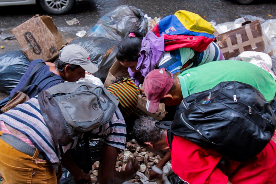 Entre 15 y 20 personas se aglomeran todas las tardes, registran cada bolsa y las rompen para hacer la selección | Foto OGG